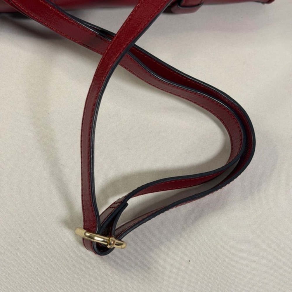 Tory Burch Satchel Medium Red Patent Leather Buckle Handbag Designer Luxury Bag - Picture 13 of 15